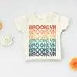 100% Organic Cotton  Short Sleeve Tee Shirt | Retro Brooklyn Repeat Design | Morado Designs