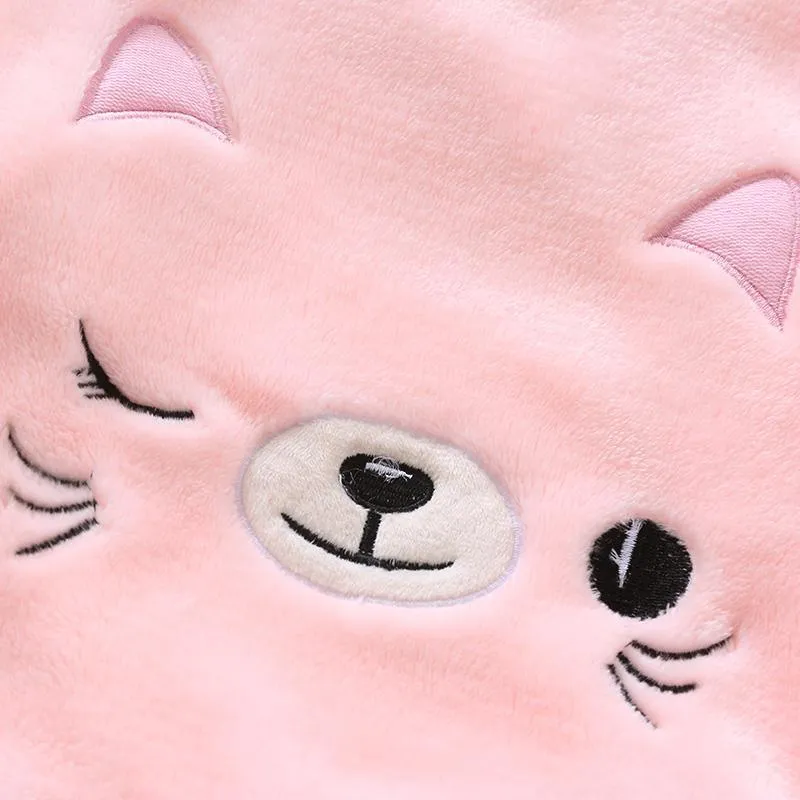 2-piece Animal Pattern Fleece-lined Pajamas Sets for Toddler Girl