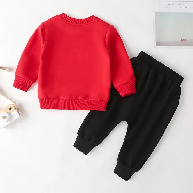 2-piece Bear Pattern Sweatshirt & Pants for Children Boy
