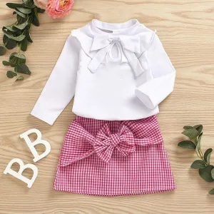2-piece Bowknot Dress Set for Toddler Girl