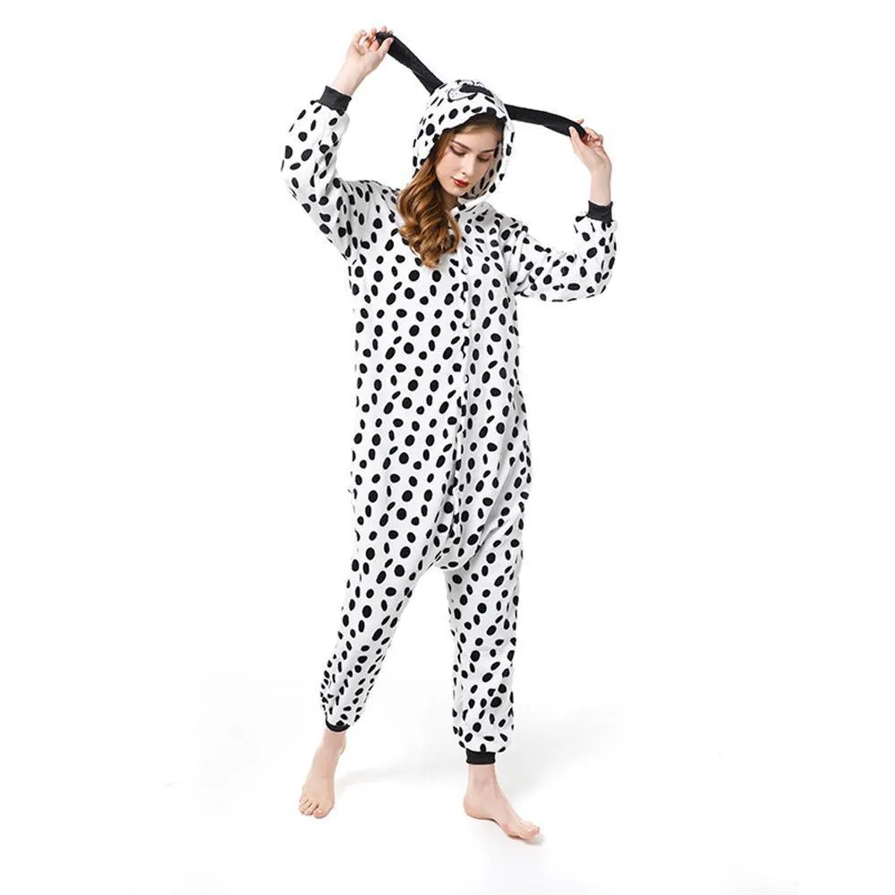 Adult New Long Dalmatian Dog Kigurumi Onesies Pajamas Costume