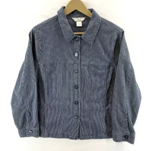 Allison Daley Women's Denim Jacket Stretch Vtg Pinstripe White Blue Size 14P