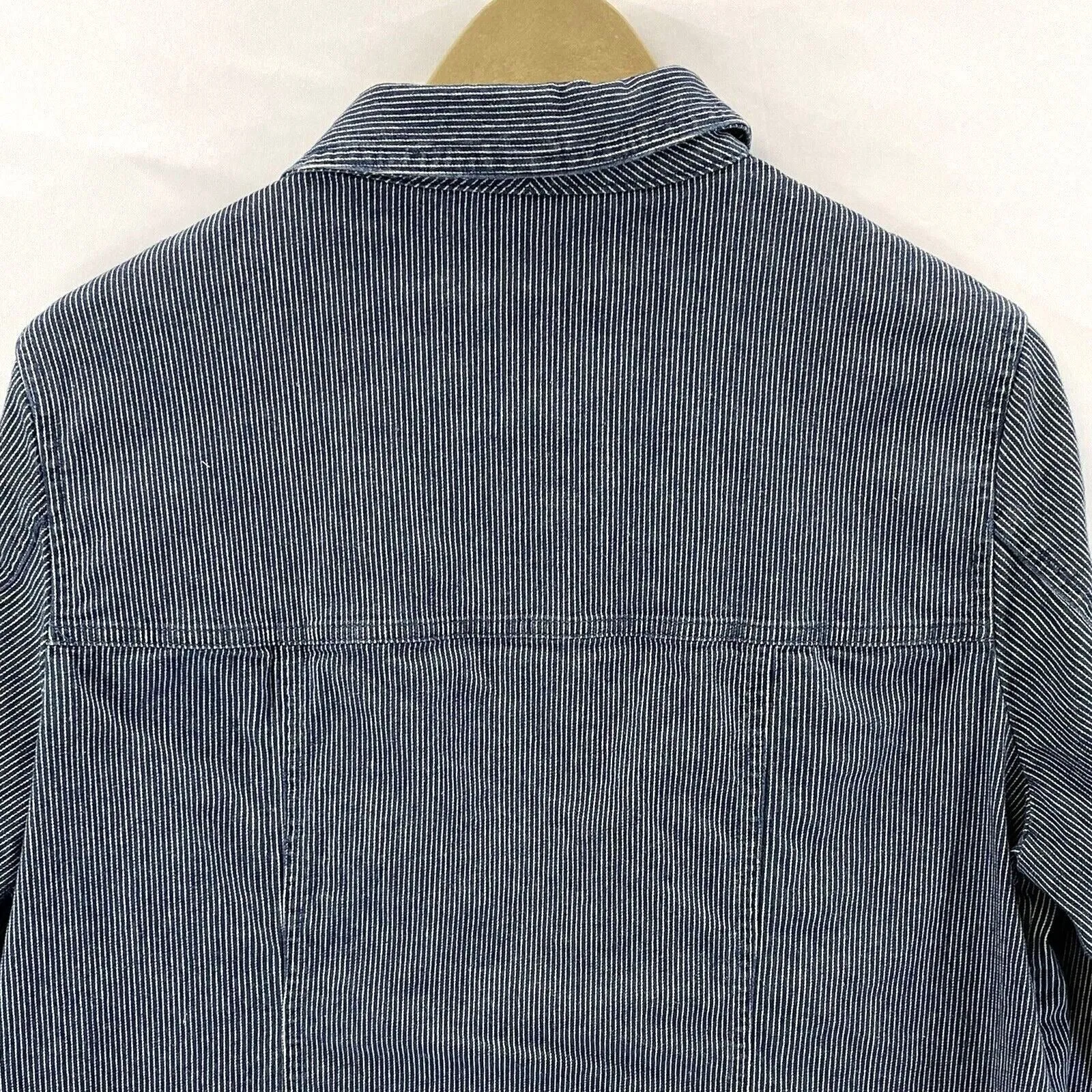 Allison Daley Women's Denim Jacket Stretch Vtg Pinstripe White Blue Size 14P