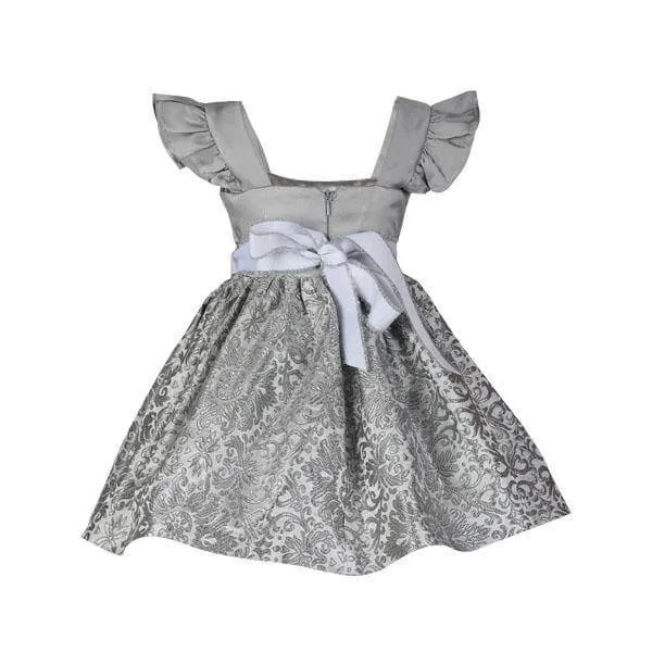 BABY GIRLS DAMASK BALL DRESS - GREY