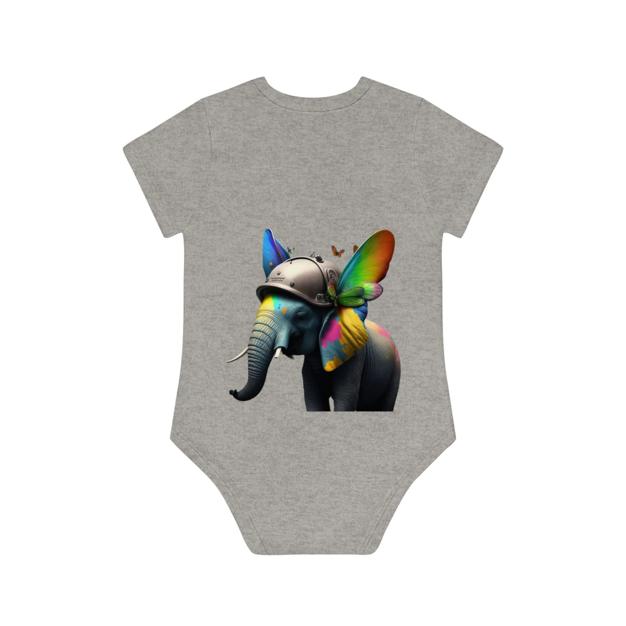 ,,BUTTERFLY ELEPHANT" Baby Organic Short Sleeve Bodysuit