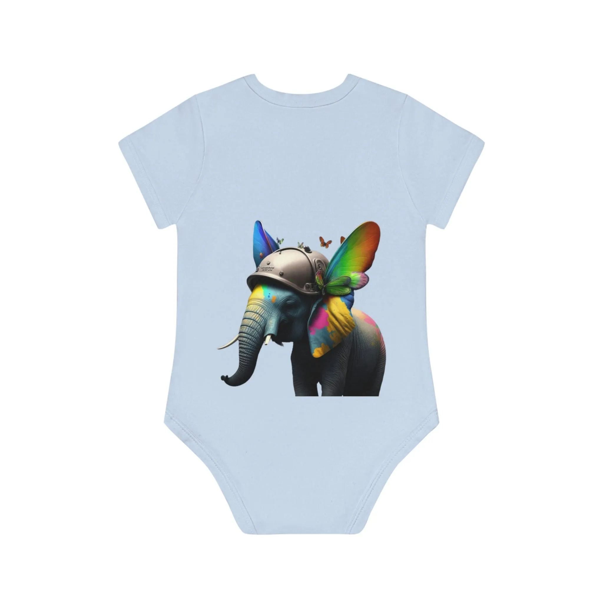 ,,BUTTERFLY ELEPHANT" Baby Organic Short Sleeve Bodysuit