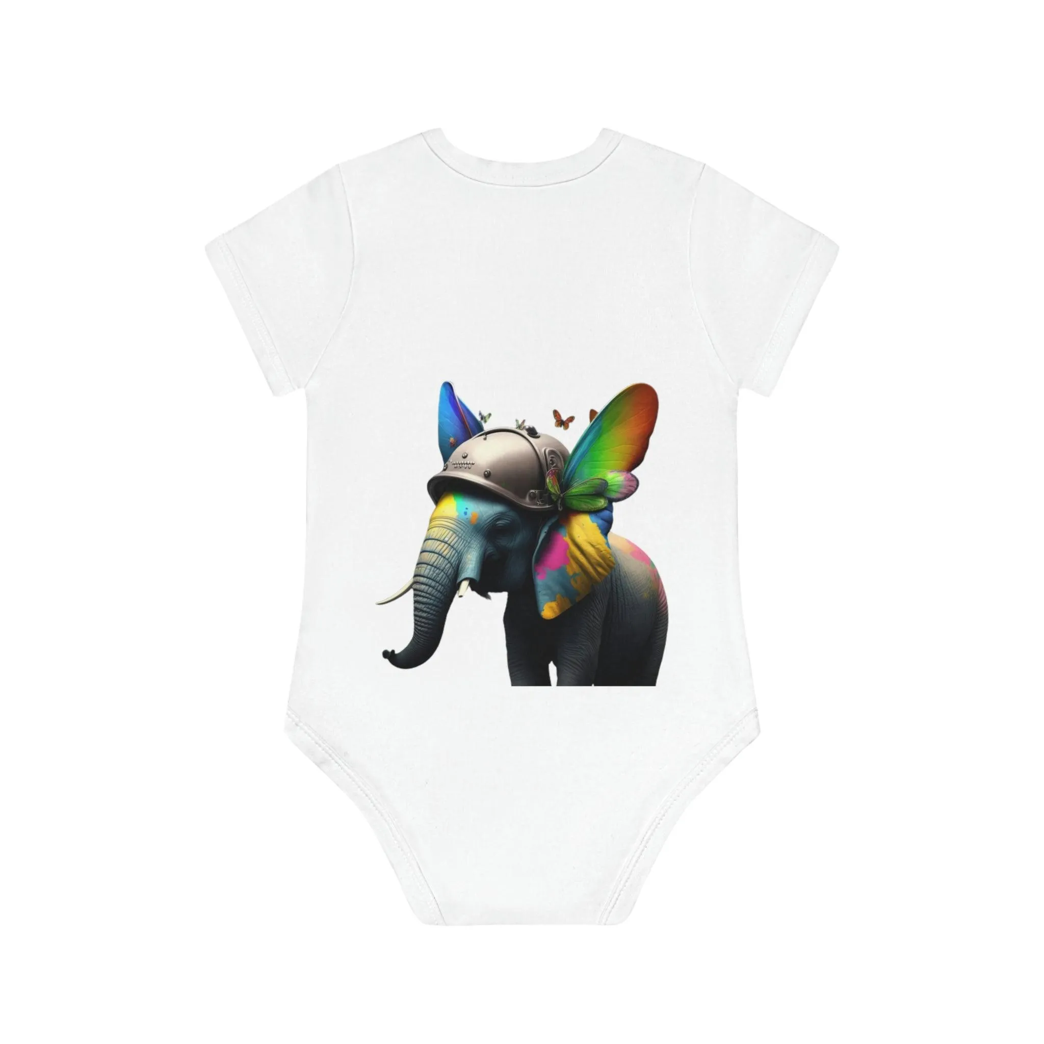 ,,BUTTERFLY ELEPHANT" Baby Organic Short Sleeve Bodysuit