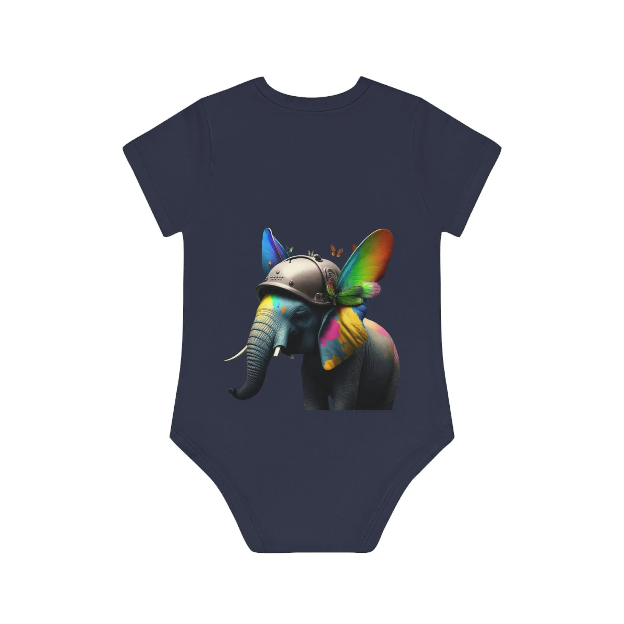 ,,BUTTERFLY ELEPHANT" Baby Organic Short Sleeve Bodysuit