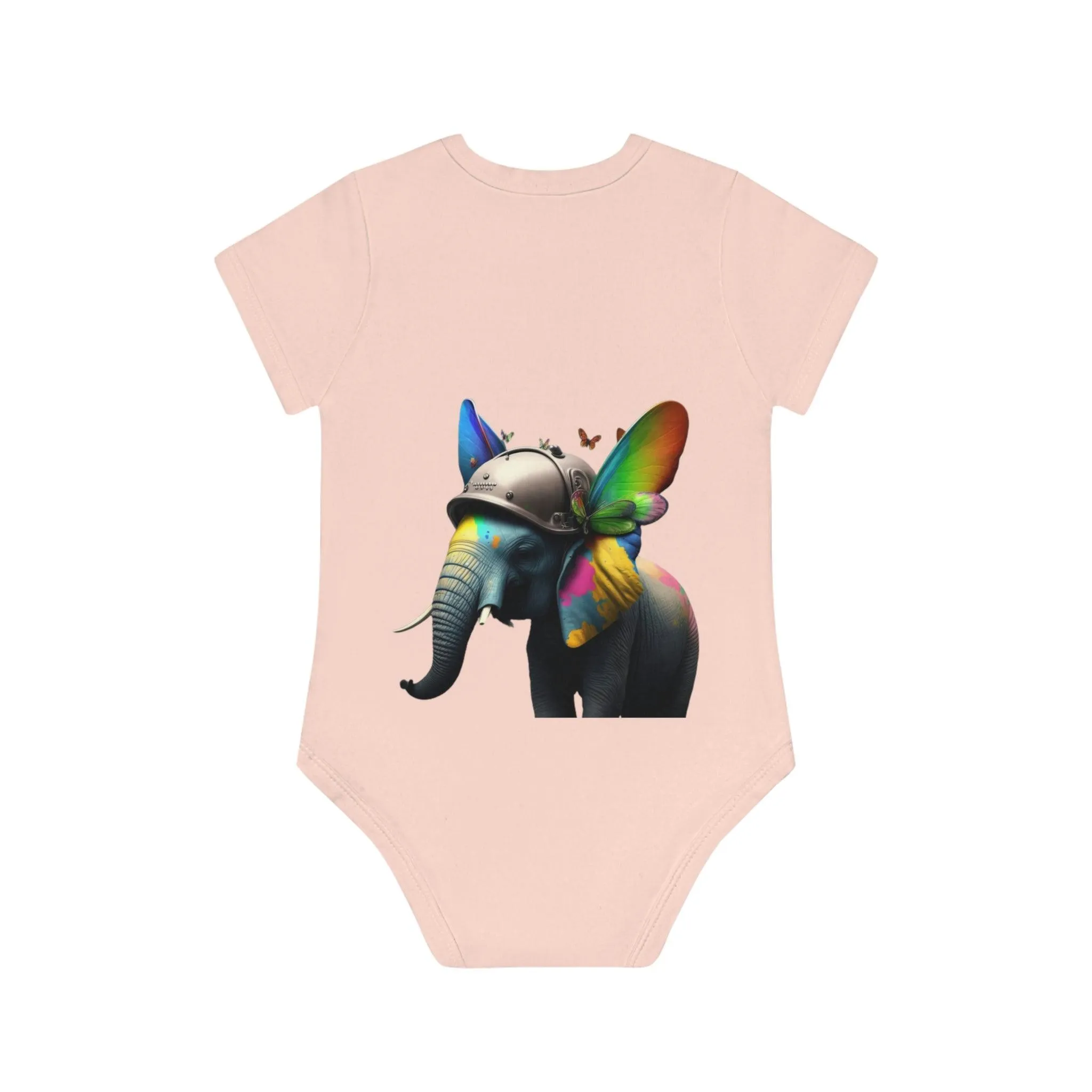 ,,BUTTERFLY ELEPHANT" Baby Organic Short Sleeve Bodysuit