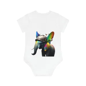 ,,BUTTERFLY ELEPHANT" Baby Organic Short Sleeve Bodysuit