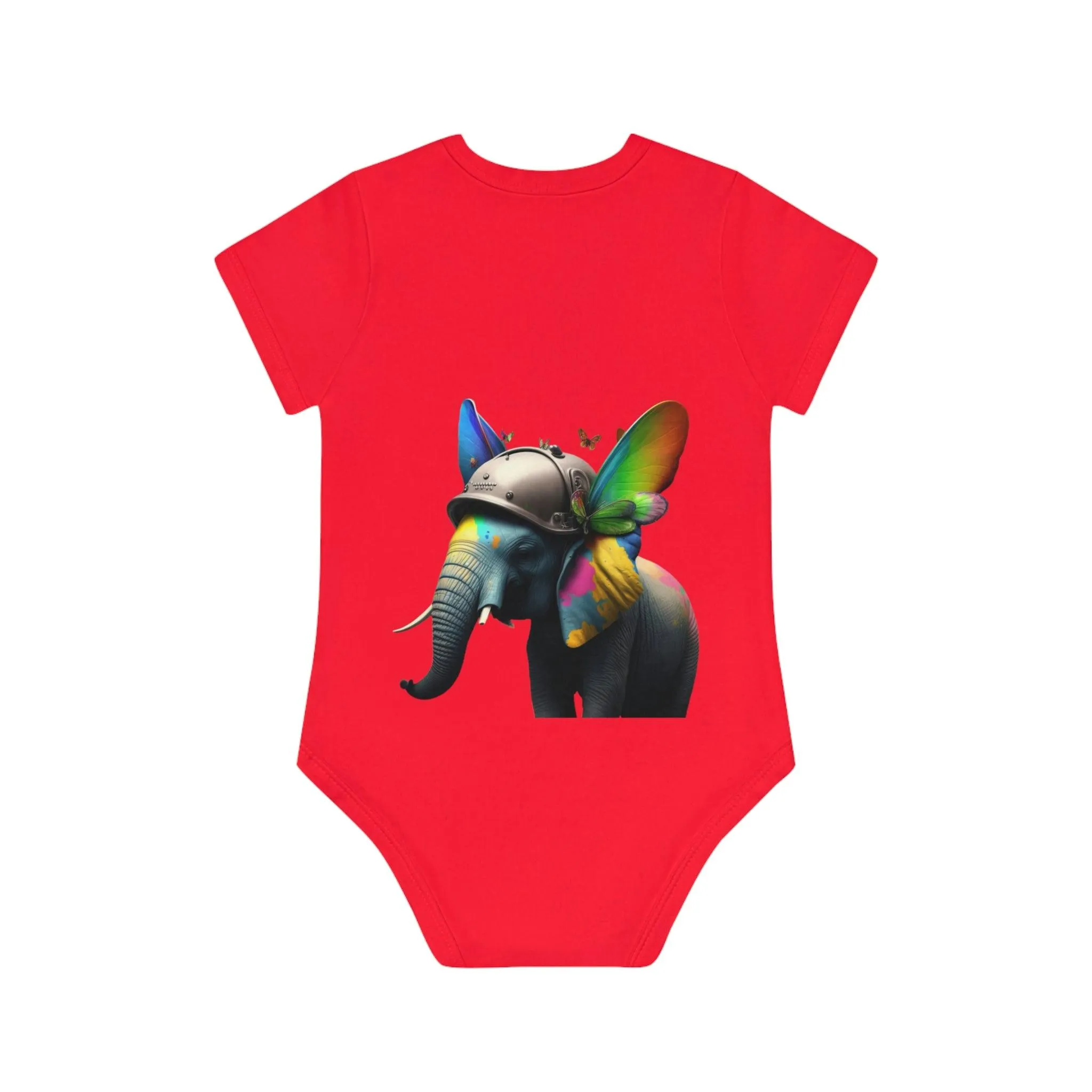 ,,BUTTERFLY ELEPHANT" Baby Organic Short Sleeve Bodysuit