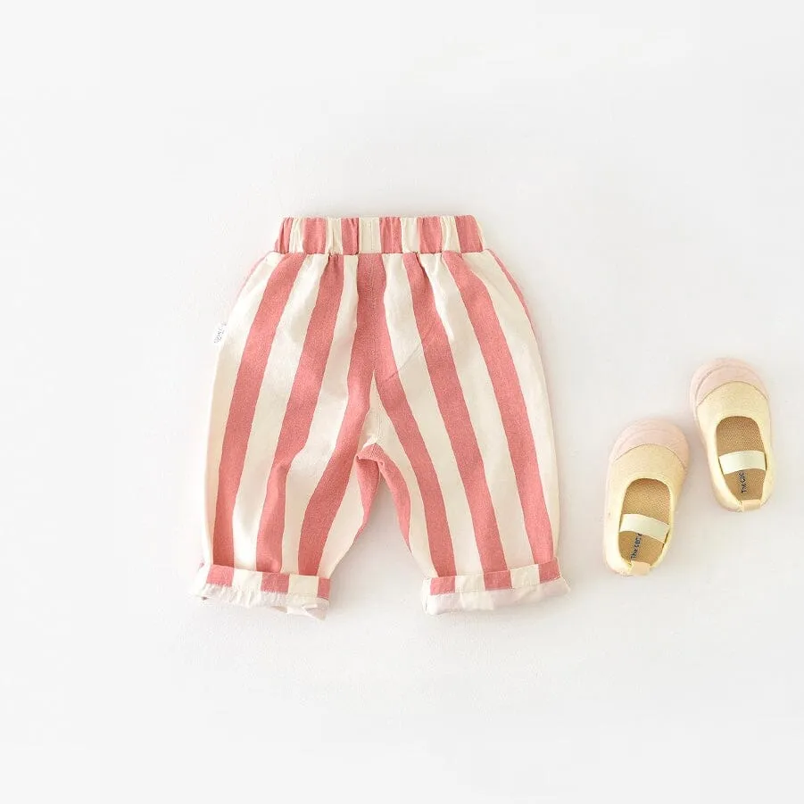 Colorful Striped High Waist Casual Pants