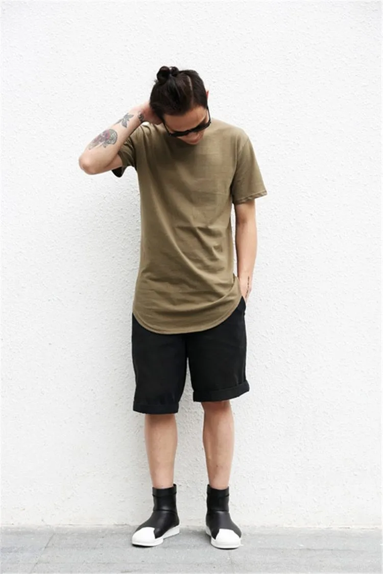 Curved Hem Long Line T-Shirt - 9 Colors