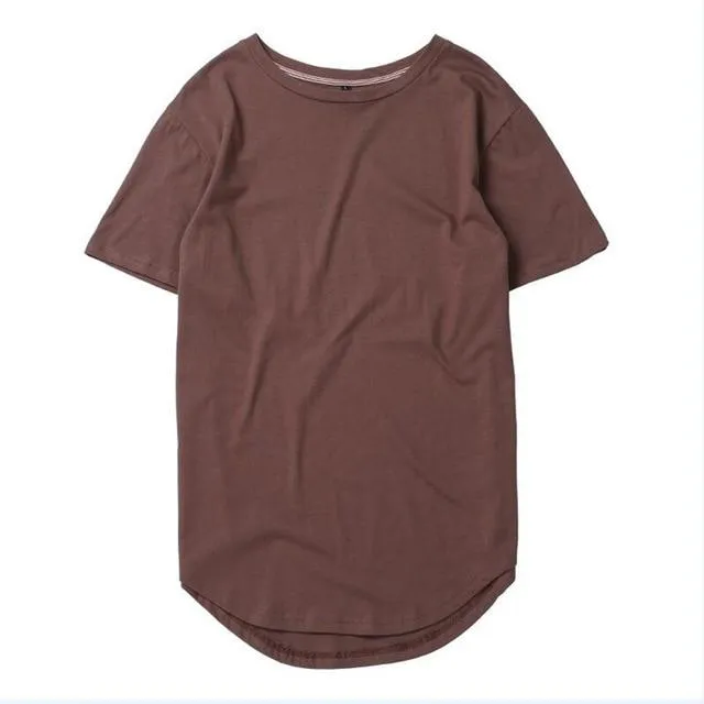 Curved Hem Long Line T-Shirt - 9 Colors