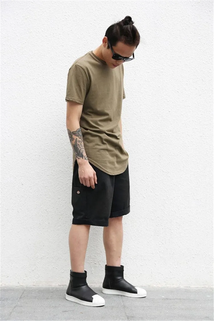 Curved Hem Long Line T-Shirt - 9 Colors