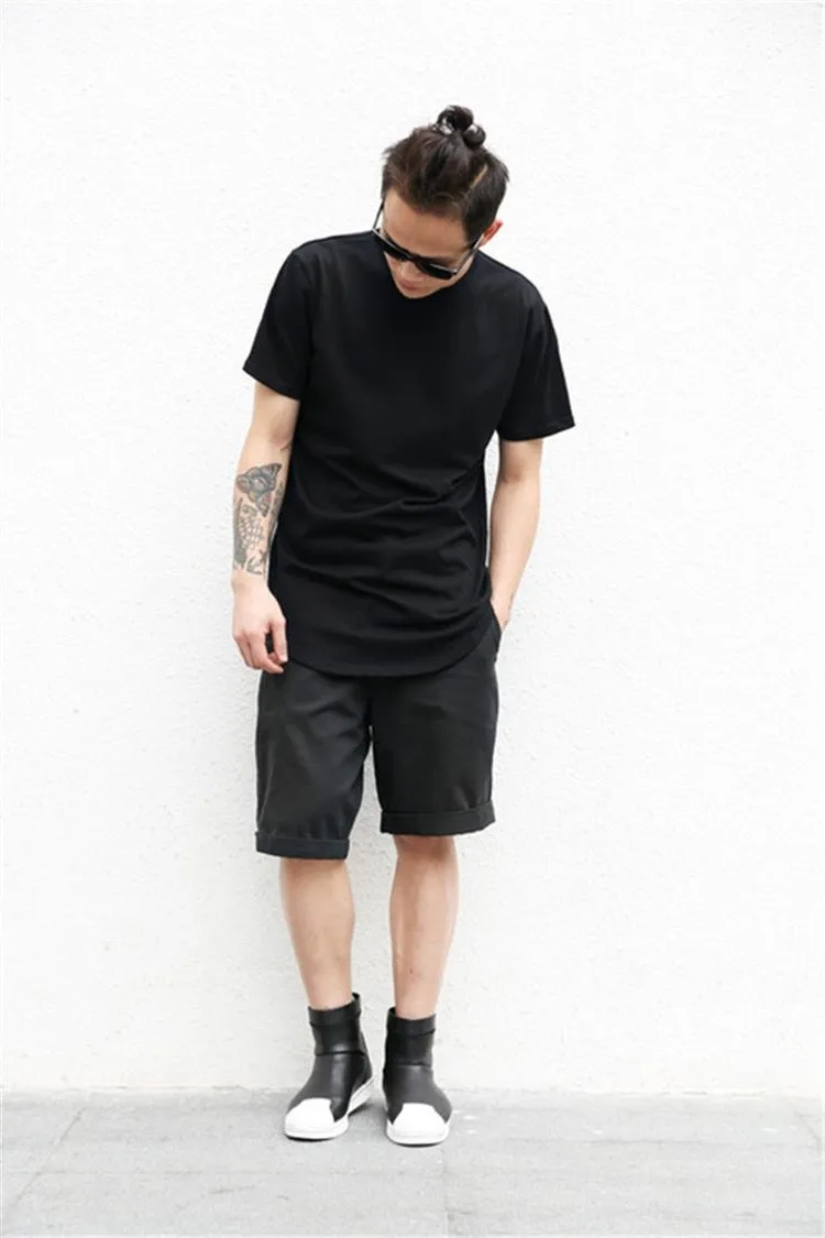 Curved Hem Long Line T-Shirt - 9 Colors