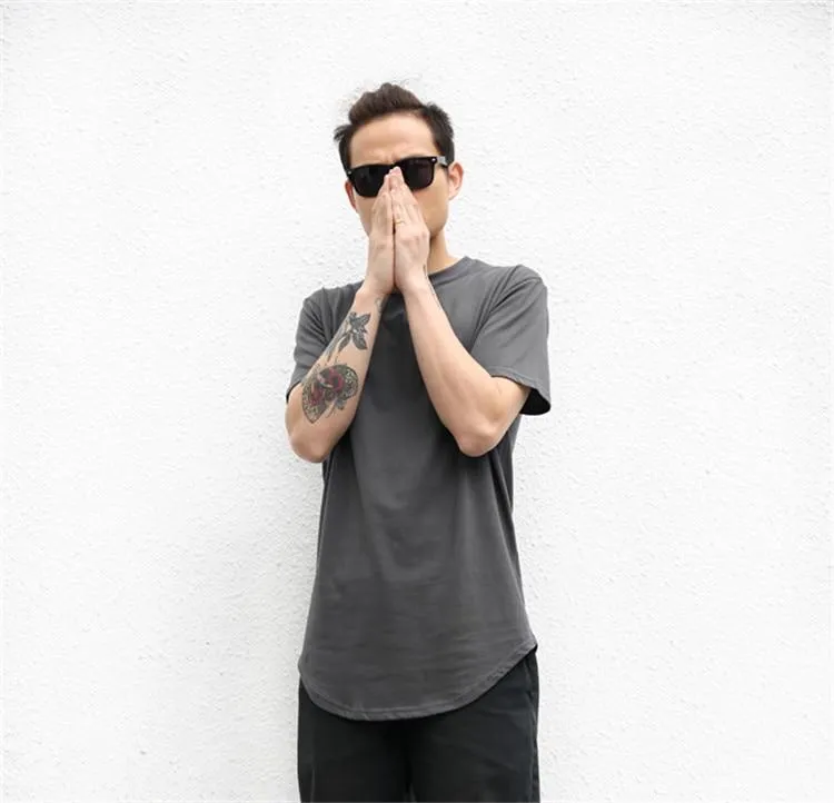 Curved Hem Long Line T-Shirt - 9 Colors