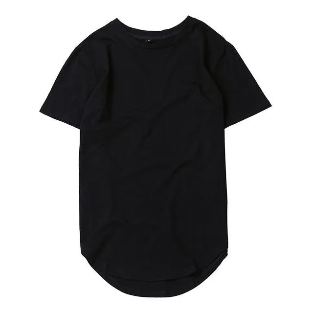 Curved Hem Long Line T-Shirt - 9 Colors