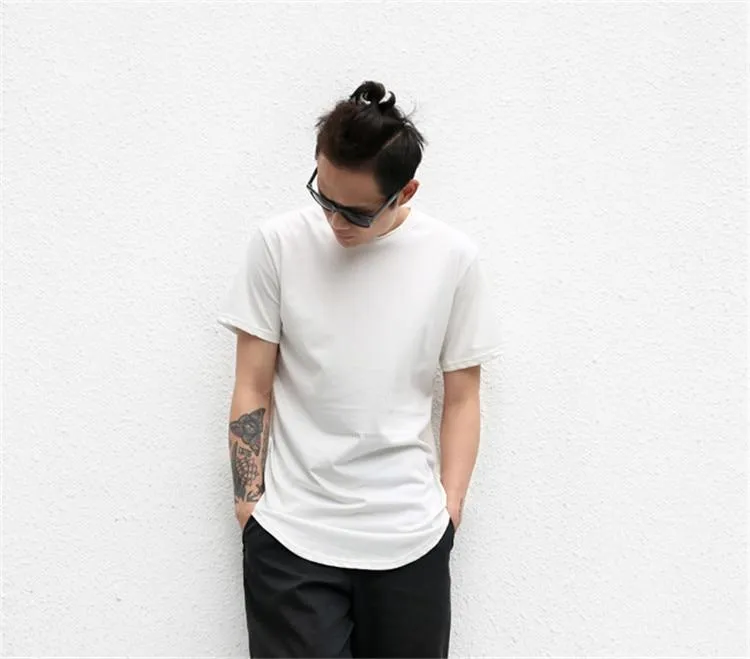 Curved Hem Long Line T-Shirt - 9 Colors