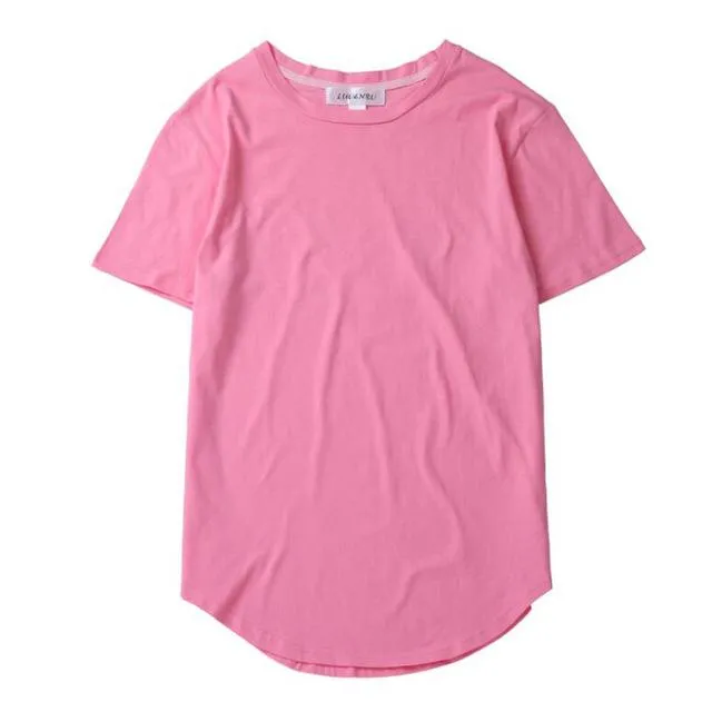 Curved Hem Long Line T-Shirt - 9 Colors