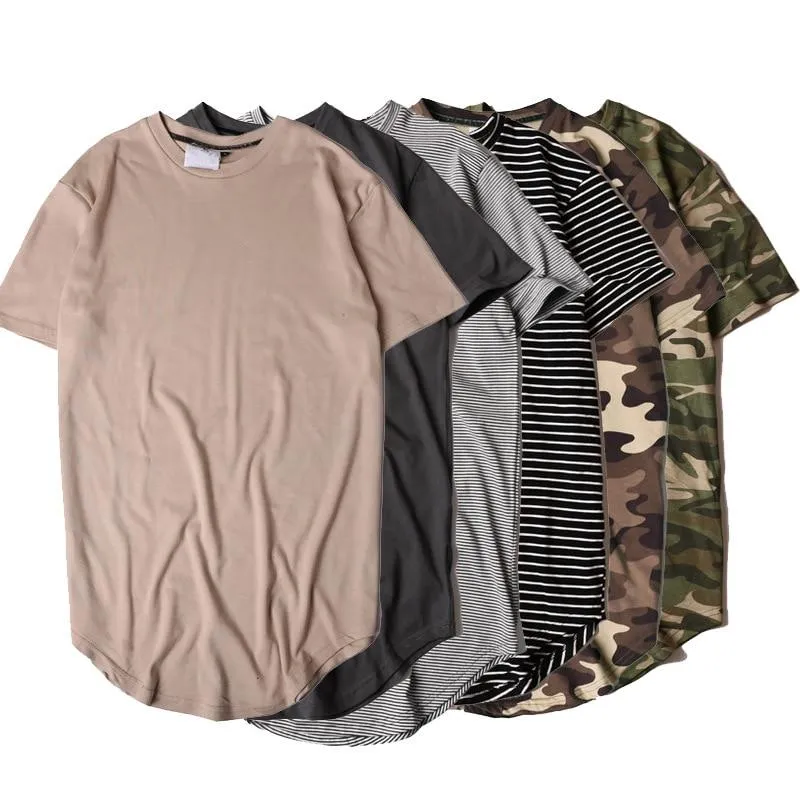Curved Hem Long Line T-Shirt - 9 Colors