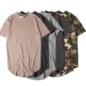 Curved Hem Long Line T-Shirt - 9 Colors