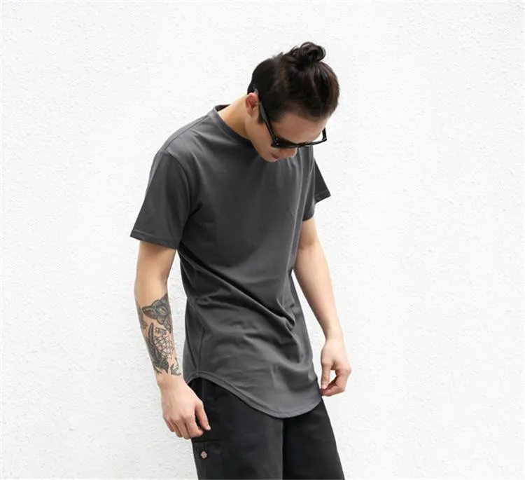 Curved Hem Long Line T-Shirt - 9 Colors