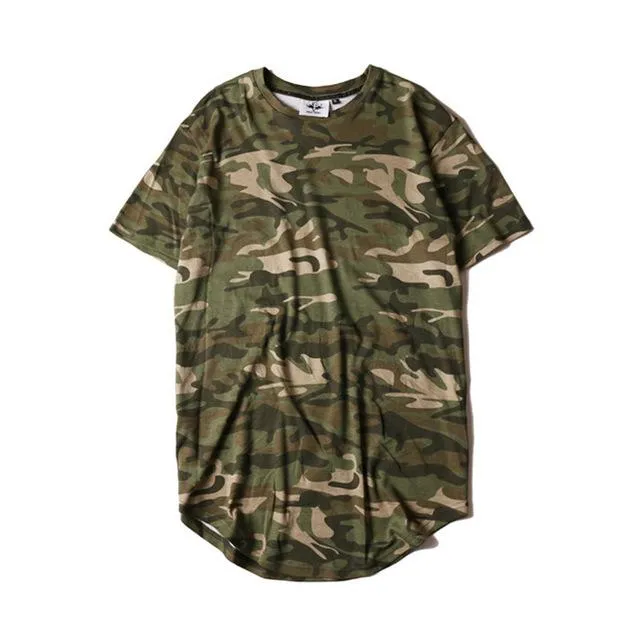 Curved Hem Long Line T-Shirt - 9 Colors