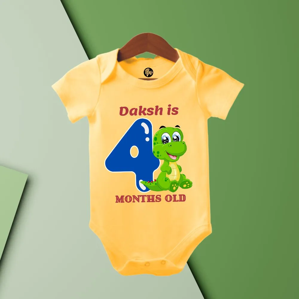 Dino Theme Monthly Personalized Onesies | 0-9 Months