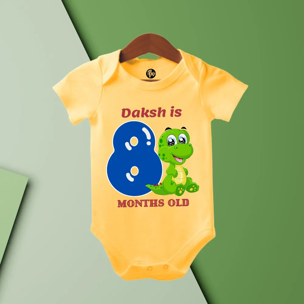 Dino Theme Monthly Personalized Onesies | 0-9 Months