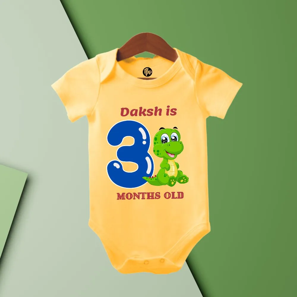 Dino Theme Monthly Personalized Onesies | 0-9 Months