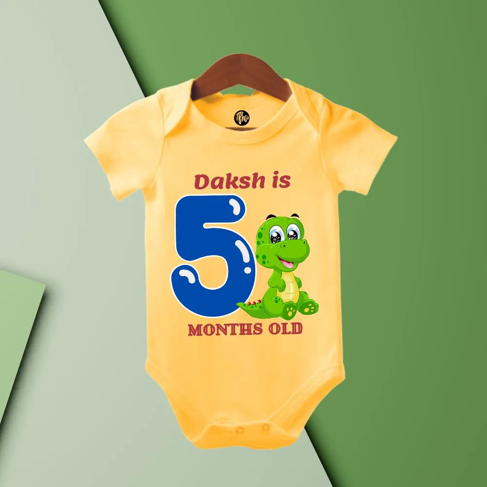 Dino Theme Monthly Personalized Onesies | 0-9 Months