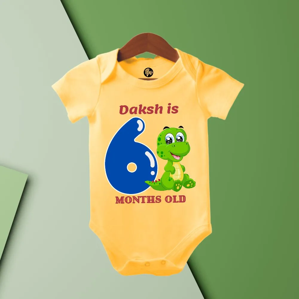 Dino Theme Monthly Personalized Onesies | 0-9 Months