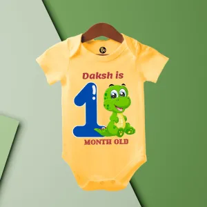 Dino Theme Monthly Personalized Onesies | 0-9 Months