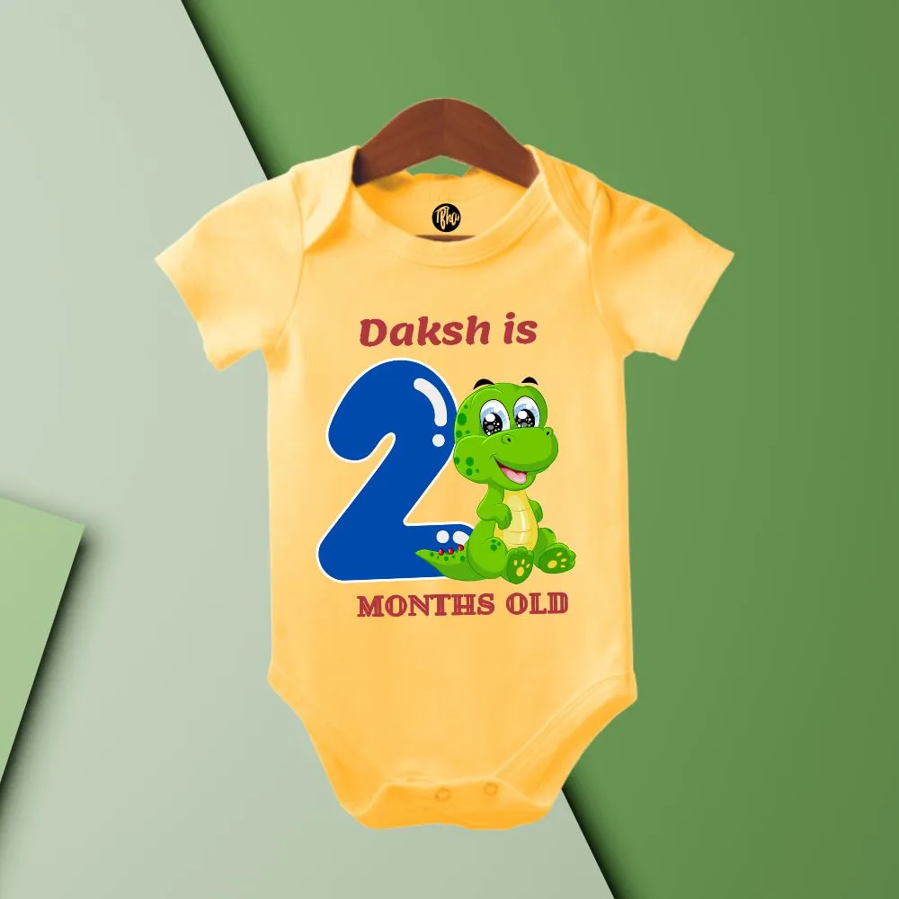 Dino Theme Monthly Personalized Onesies | 0-9 Months