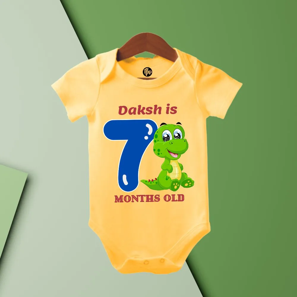 Dino Theme Monthly Personalized Onesies | 0-9 Months