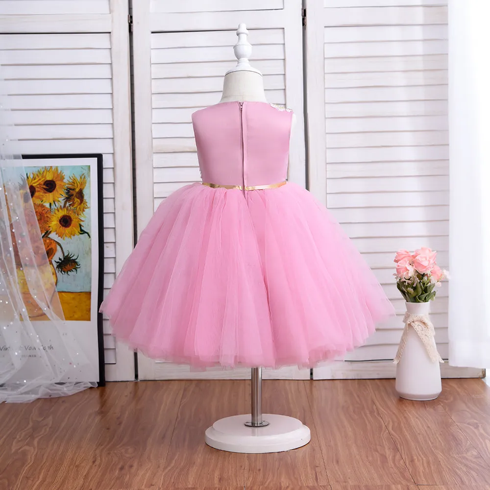 Ds051801 1 to 5 Years Wholesale Sleeveless Party Wear Blue Formal Embroidered Sequin Fluffy Prom Wedding Flower Girls' Dresses With Clasp