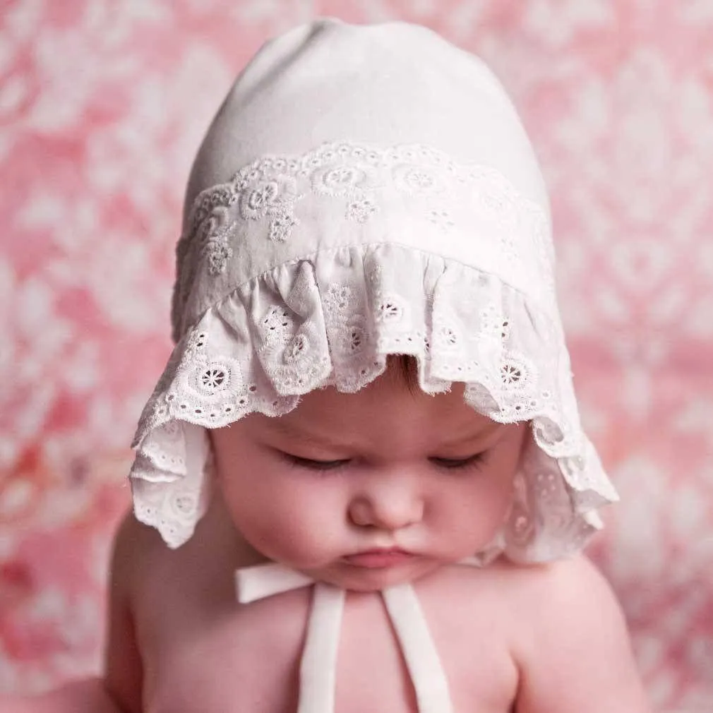 Flower Eyelet Bonnet for Infants & Toddlers