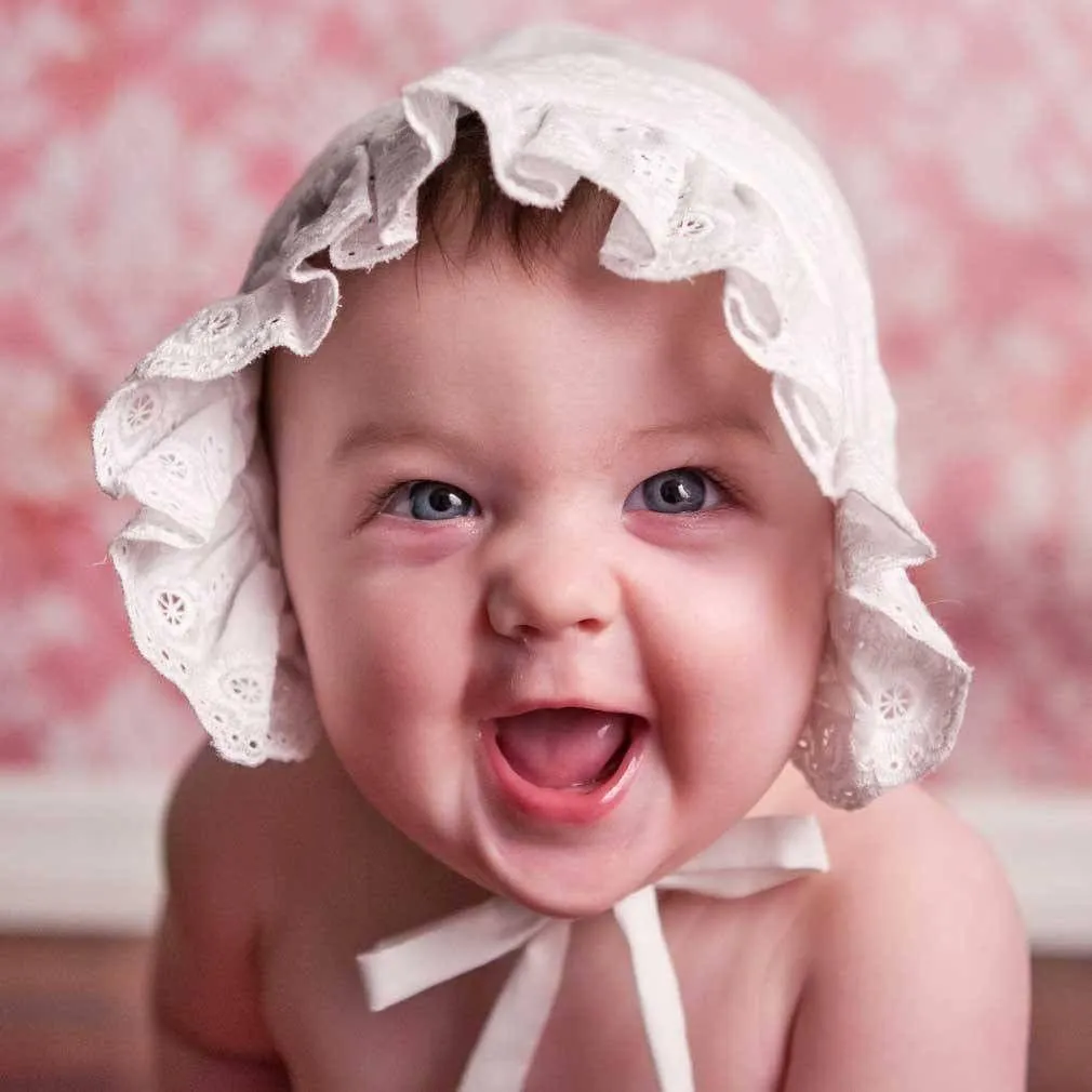 Flower Eyelet Bonnet for Infants & Toddlers