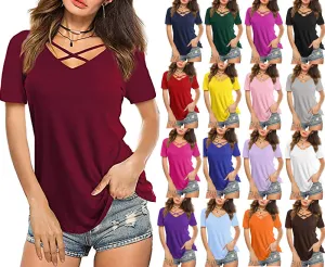 Front Cross VNeck T-Shirts