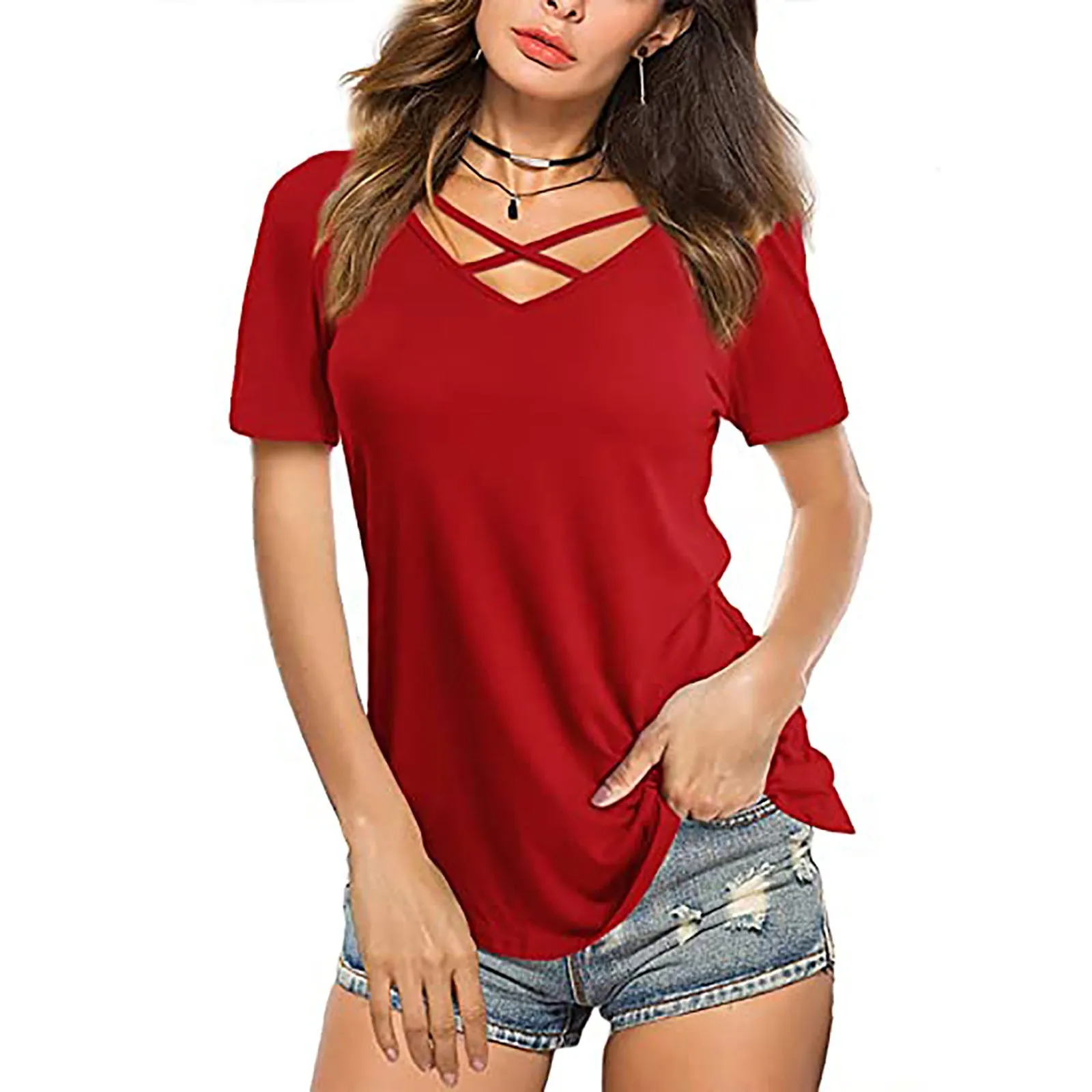 Front Cross VNeck T-Shirts