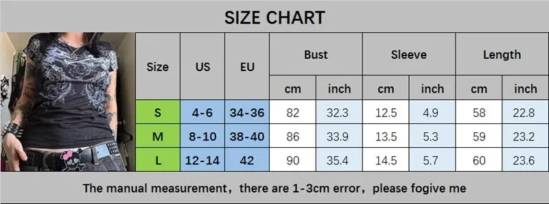 Girlary Y2K Grunge Cyber Crop Tops Emo 90s Vintage Graphic Print Baby Tee Kawaii Short Sleeve E Girl Harajuku Japanese Mall Goth T-shirt