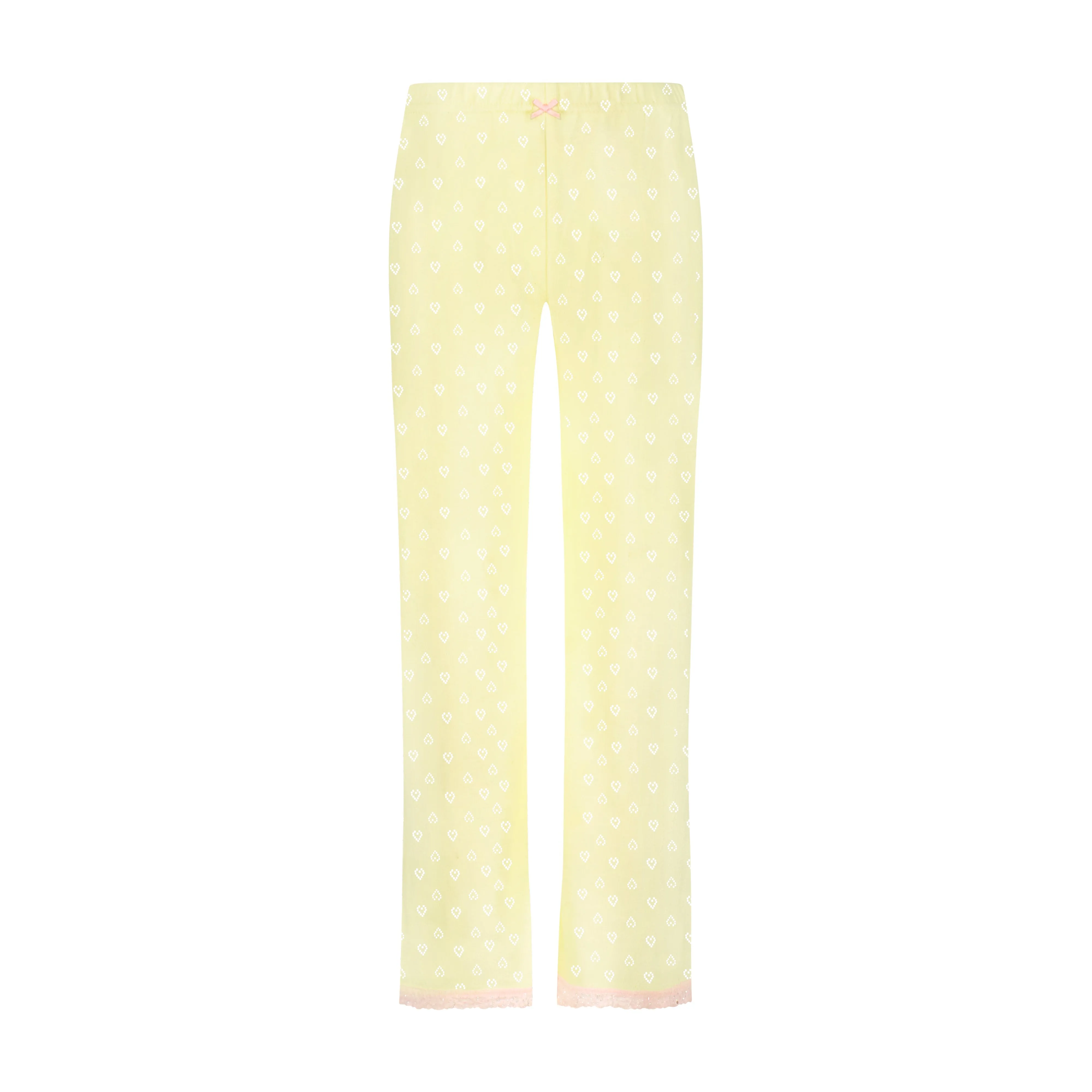 GIRLS 2 pc SET V NECK LS & PANT Lemon Yellow Vintage Hearts