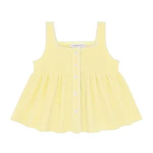 girls banana french terry button up tank