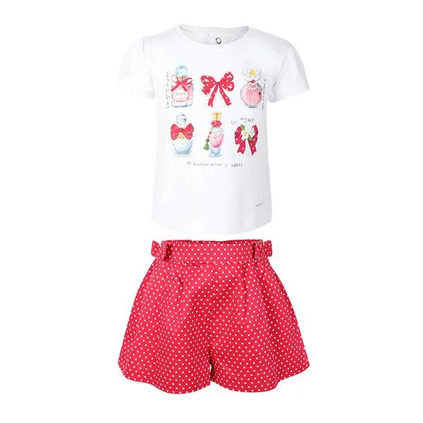 GIRLS POLKA DOT SHORT SET - PINK
