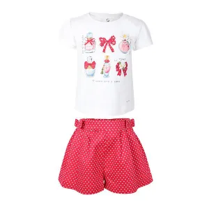 GIRLS POLKA DOT SHORT SET - PINK