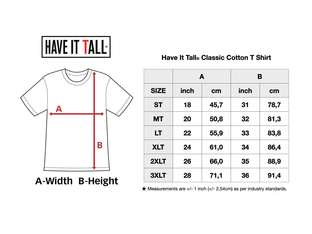 Have It Tall Classic Cotton T Shirt, Black 2 Pack