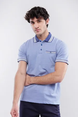 Herringbone Polo Shirt - Blue