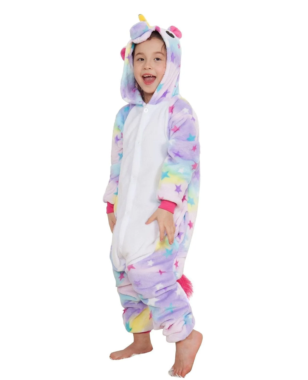 Kids Dreaming Star Print Unicorn Kigurumi Onesies Pajamas