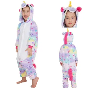 Kids Dreaming Star Print Unicorn Kigurumi Onesies Pajamas
